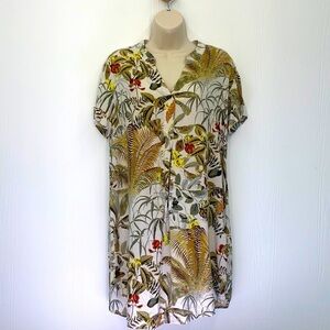 H&M - Palm Floral Short Sleeve Pullover Dress Size XS